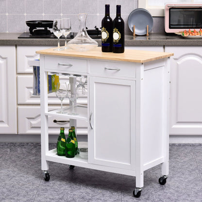 itchen Trolley with Drawers and Wheels in Wood Space Saving