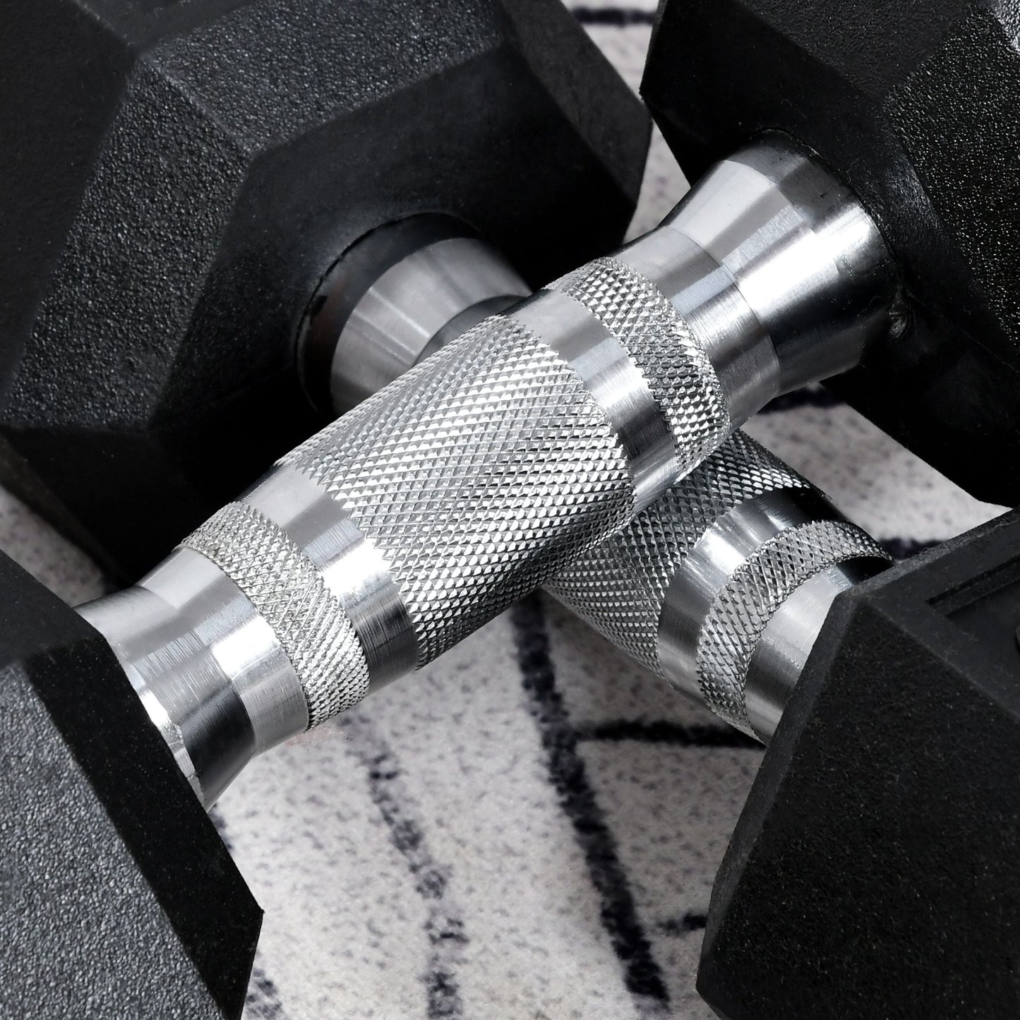 Set of 2 6kg Hex Dumbbells with Non-Slip Grip and Rubber Coating, Black