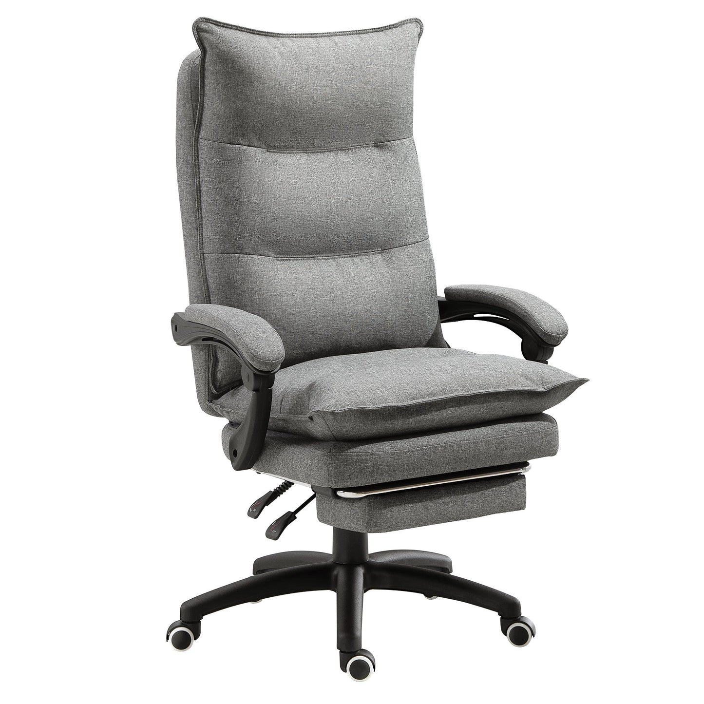 Padded Office Chair with 6 Massage Points, Adjustable Height and Wheels, 70x62x120-130 cm, Grey