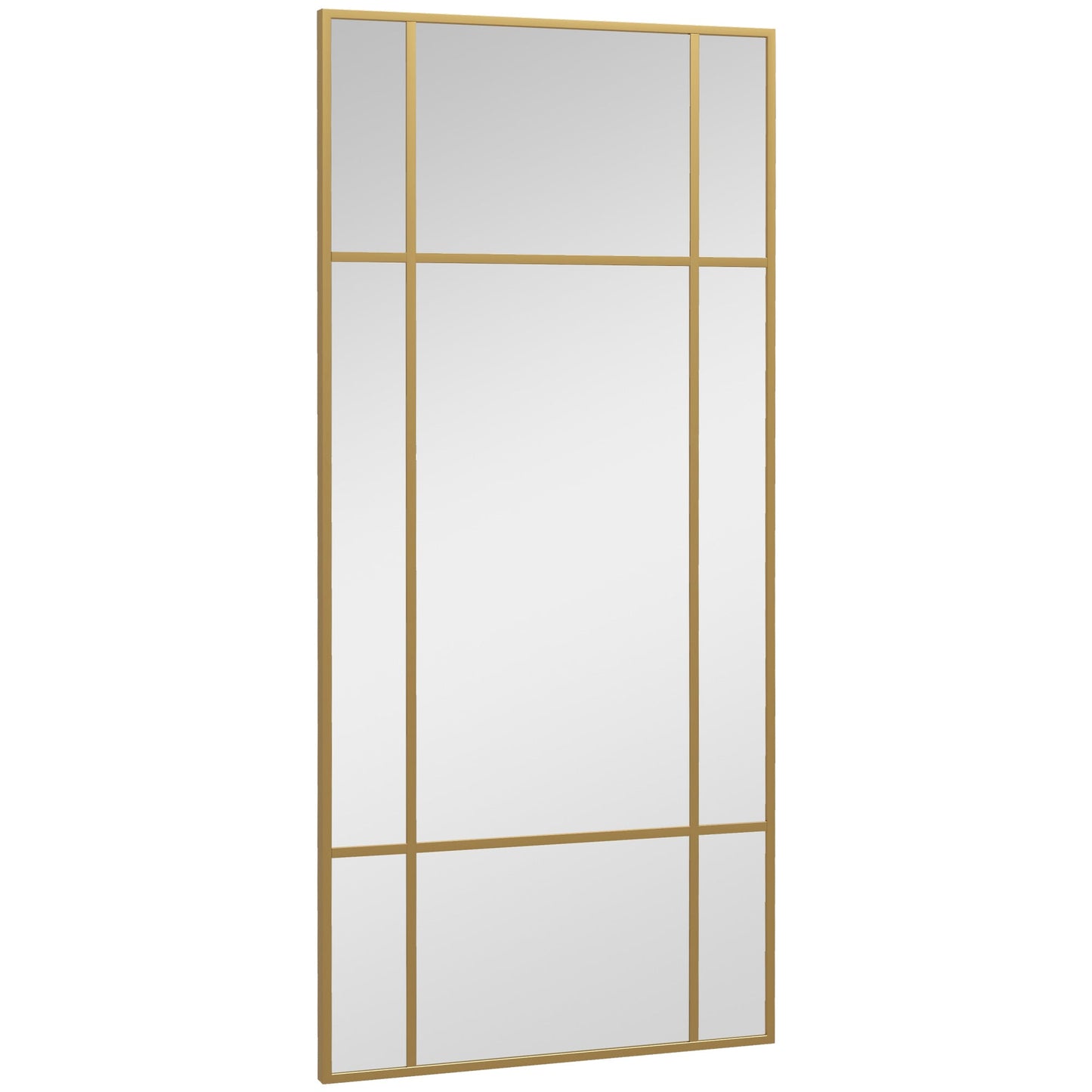 Window Style Wall Mirror with Vertical and Horizontal Mounting, 110x50cm, Gold