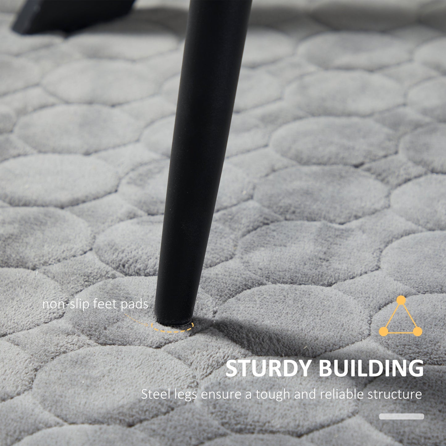 Set of 2 Padded and Space-Saving Kitchen Chairs with Steel Legs, 43x58x90 cm, Grey and Black