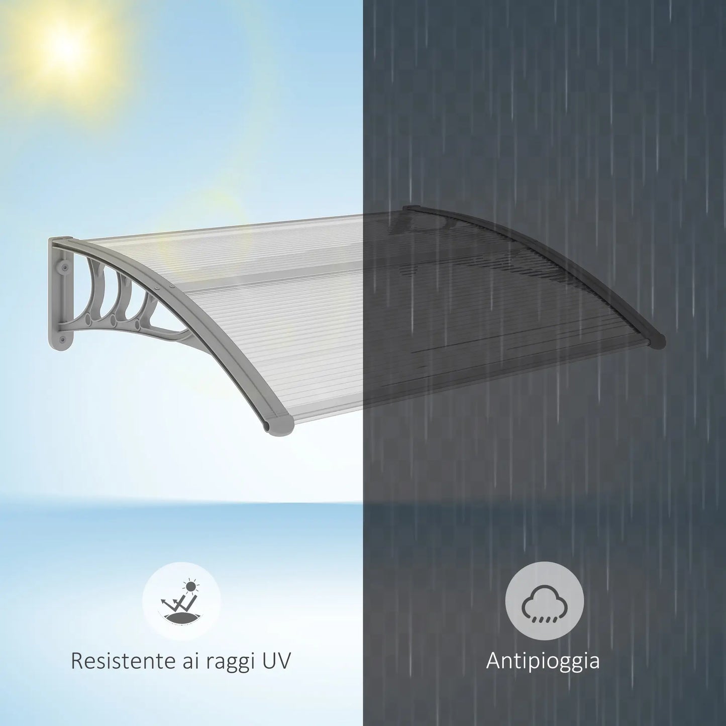 100x80cm Anti-UV Polycarbonate Outdoor Canopy for Doors and Windows