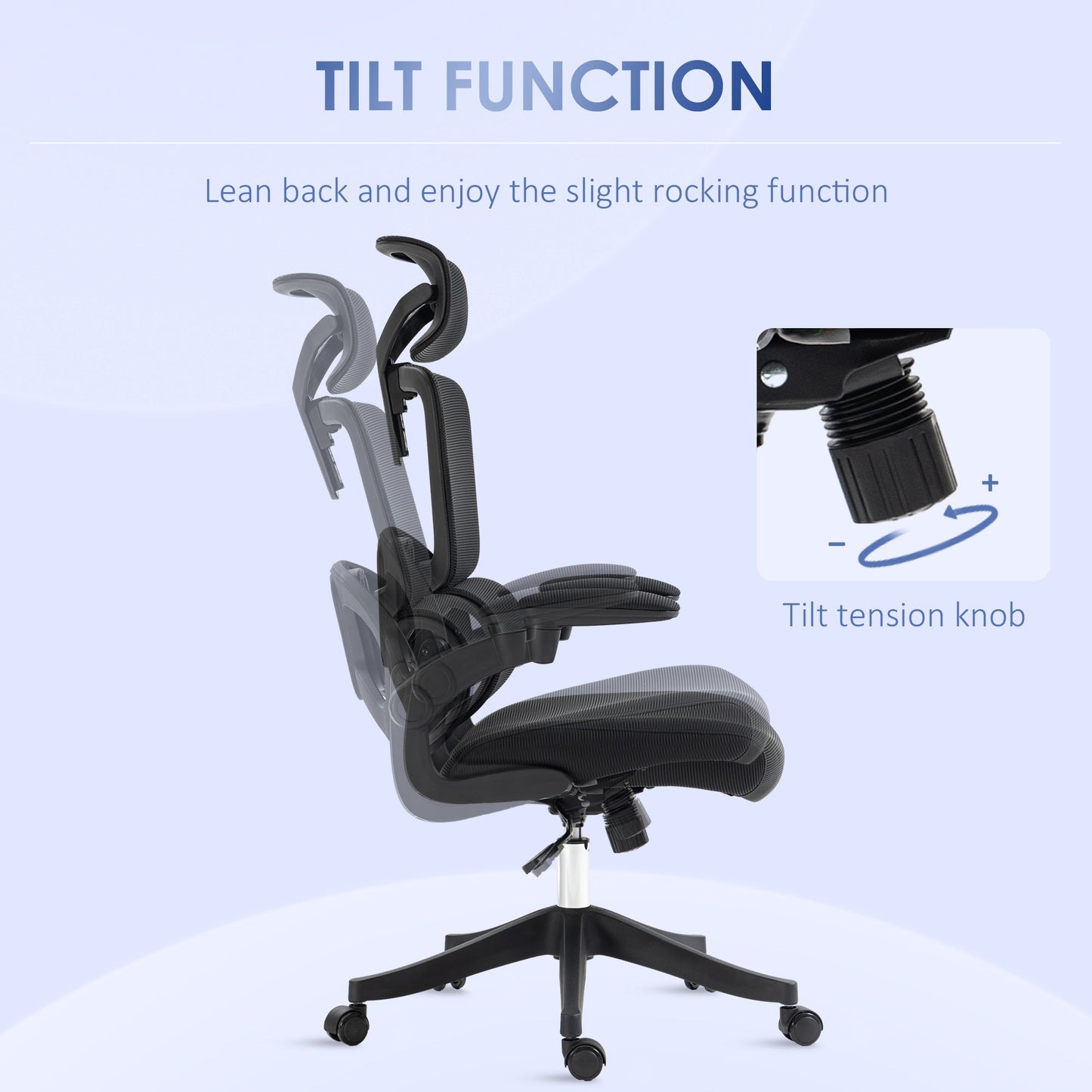 Height Adjustable Office Chair with Tilt and Lumbar Support, 62x58x120-133 cm, Black