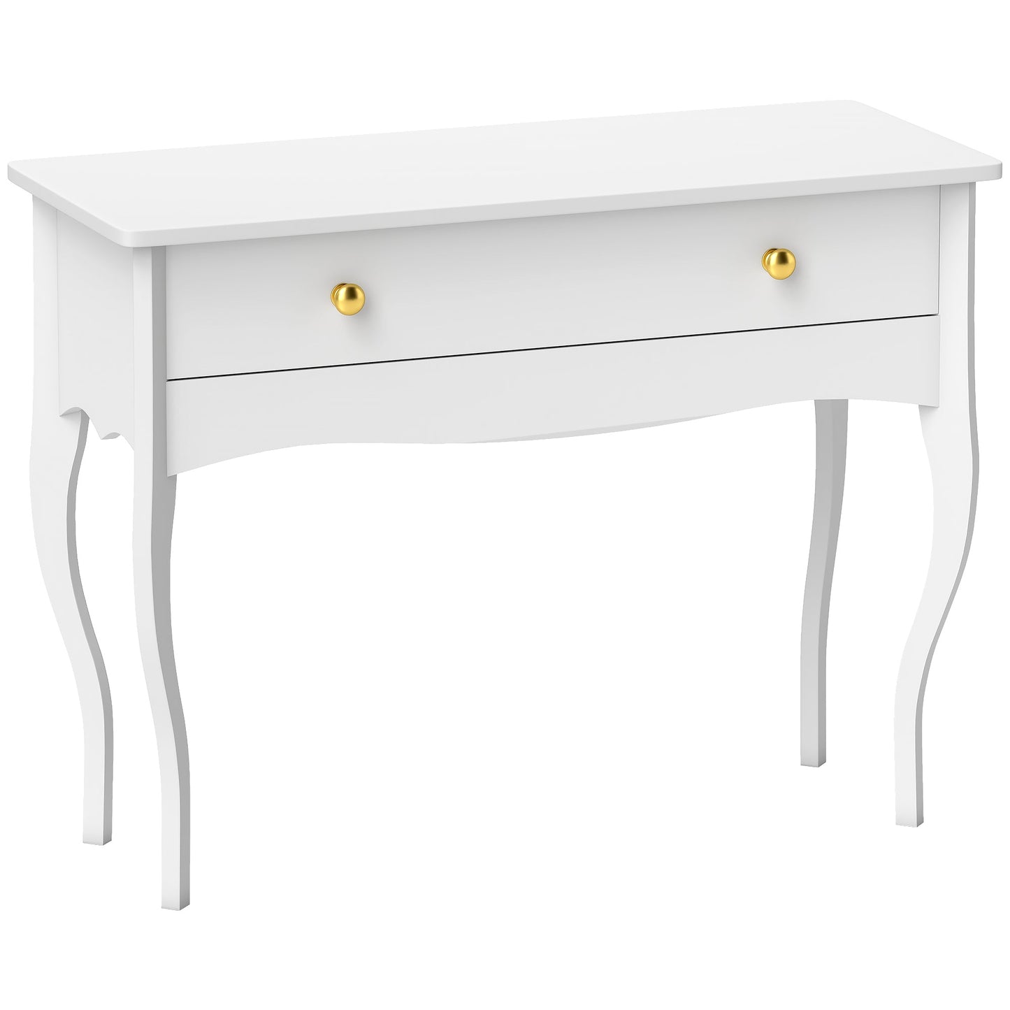 Dressing Table and Console Table for Entrance Hall with Large Wooden Drawer, 100x40x74 cm, White