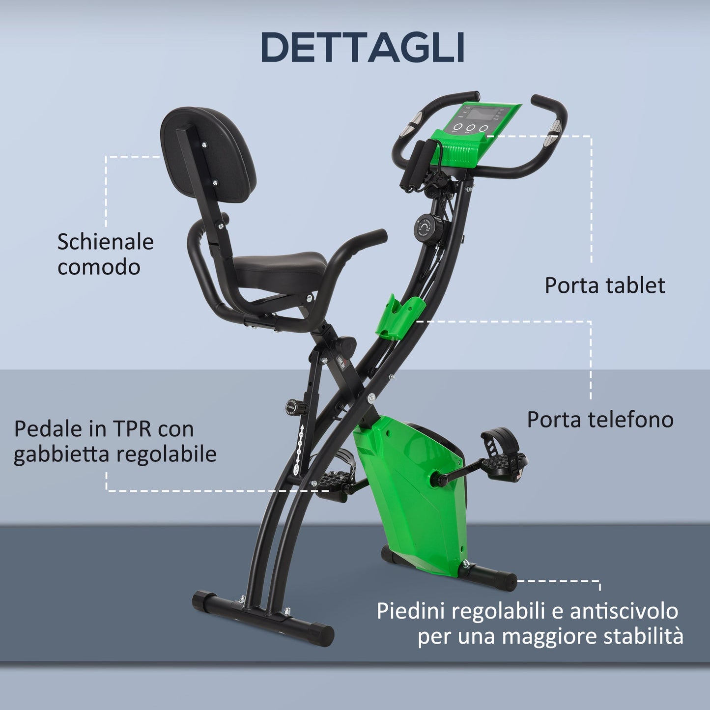 2-in-1 Folding Exercise Bike, 8-Level Adjustable Magnetic Resistance, Quiet Home Exercise Bike with Heart Rate Sensor, Arm Bands, LCD Screen, 2.5kg Flywheel, Green