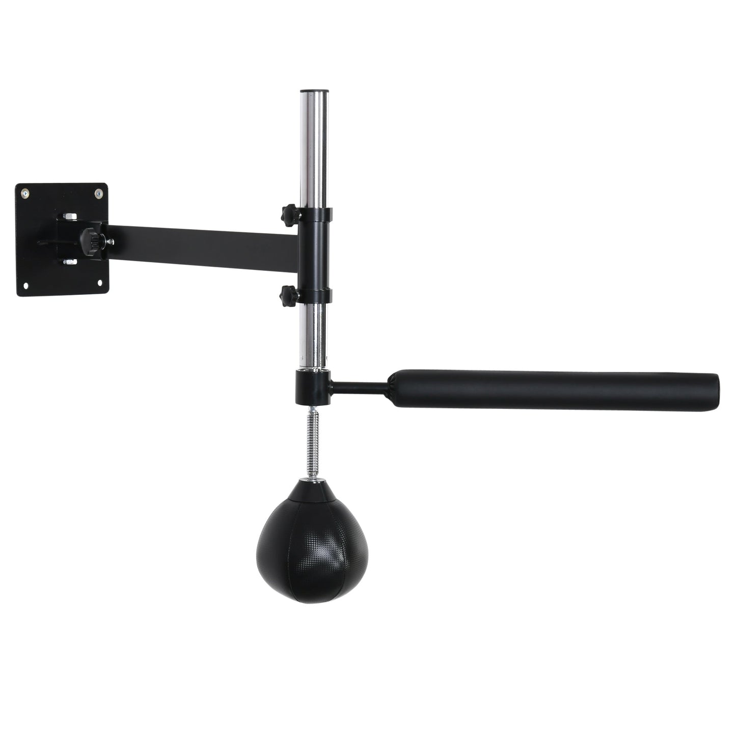 Height Adjustable Wall Mounted Speed Bag for Boxing and MMA with Pole, Steel and PU, 79x72x20 cm, Black