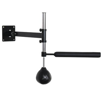 Height Adjustable Wall Mounted Speed Bag for Boxing and MMA with Pole, Steel and PU, 79x72x20 cm, Black