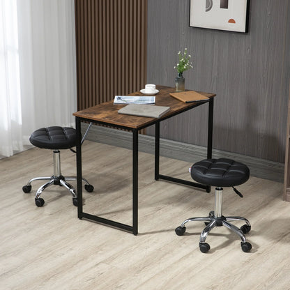 Professional Adjustable Salon Stool with Wheels – Black PU Leather Seat