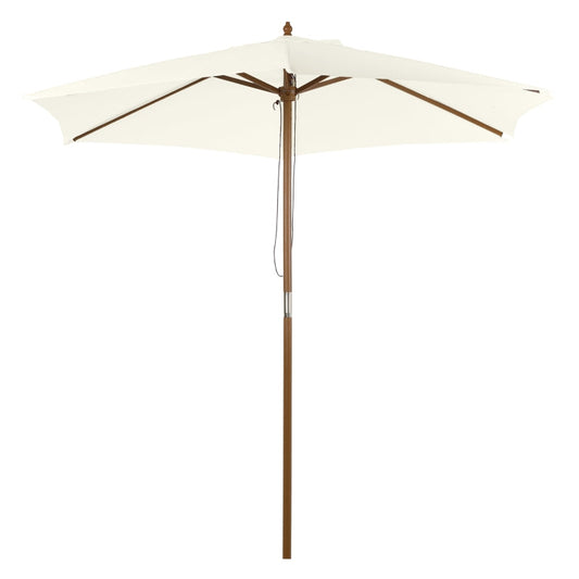 2.5x2.3 m 6-Rib Garden Umbrella, Wood and Polyester, Cream White