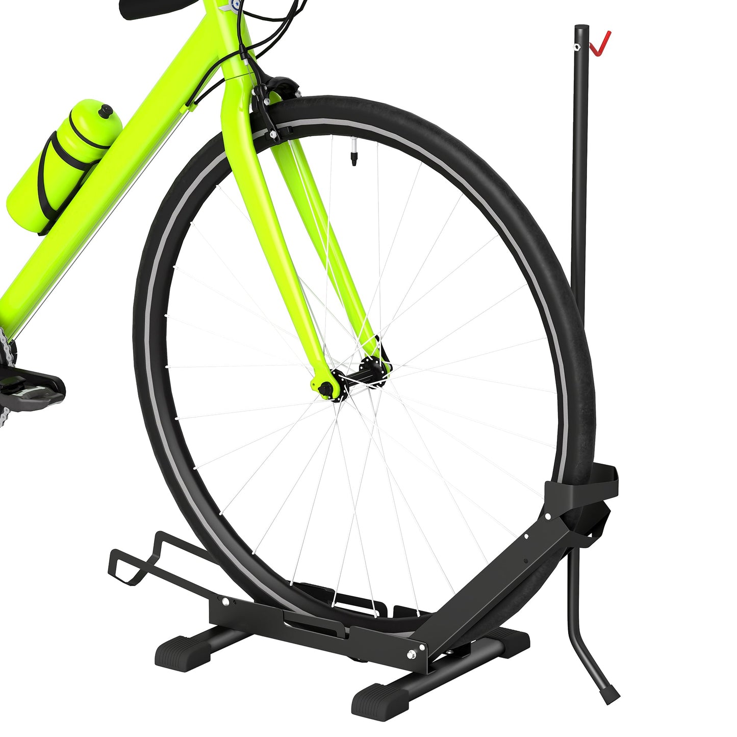 Adjustable Bike Rack with Support Tube, Steel and Plastic, 75x41x71-81 cm, Black