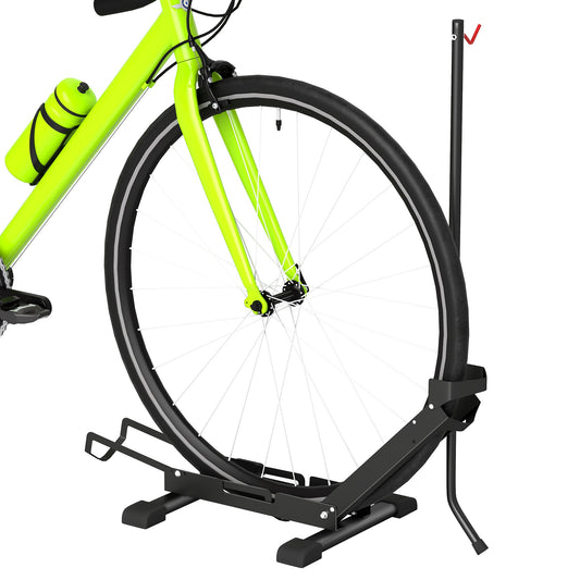 Adjustable Bike Rack with Support Tube, Steel and Plastic, 75x41x71-81 cm, Black