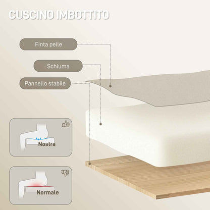 155° Reclining Office Chair with Footrest, Double Padding and Faux Leather Upholstery, Beige