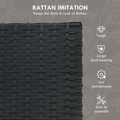 Garden Set with 2 Chairs, Sofa and 2 Coffee Tables with Cushions and Glass Top, Black