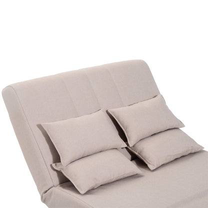 3 in 1, 2 Seater Sofa Bed Convertible to Recliner with Adjustable Backrest and 4 Padded Cushions, 102x82x81 cm, Beige