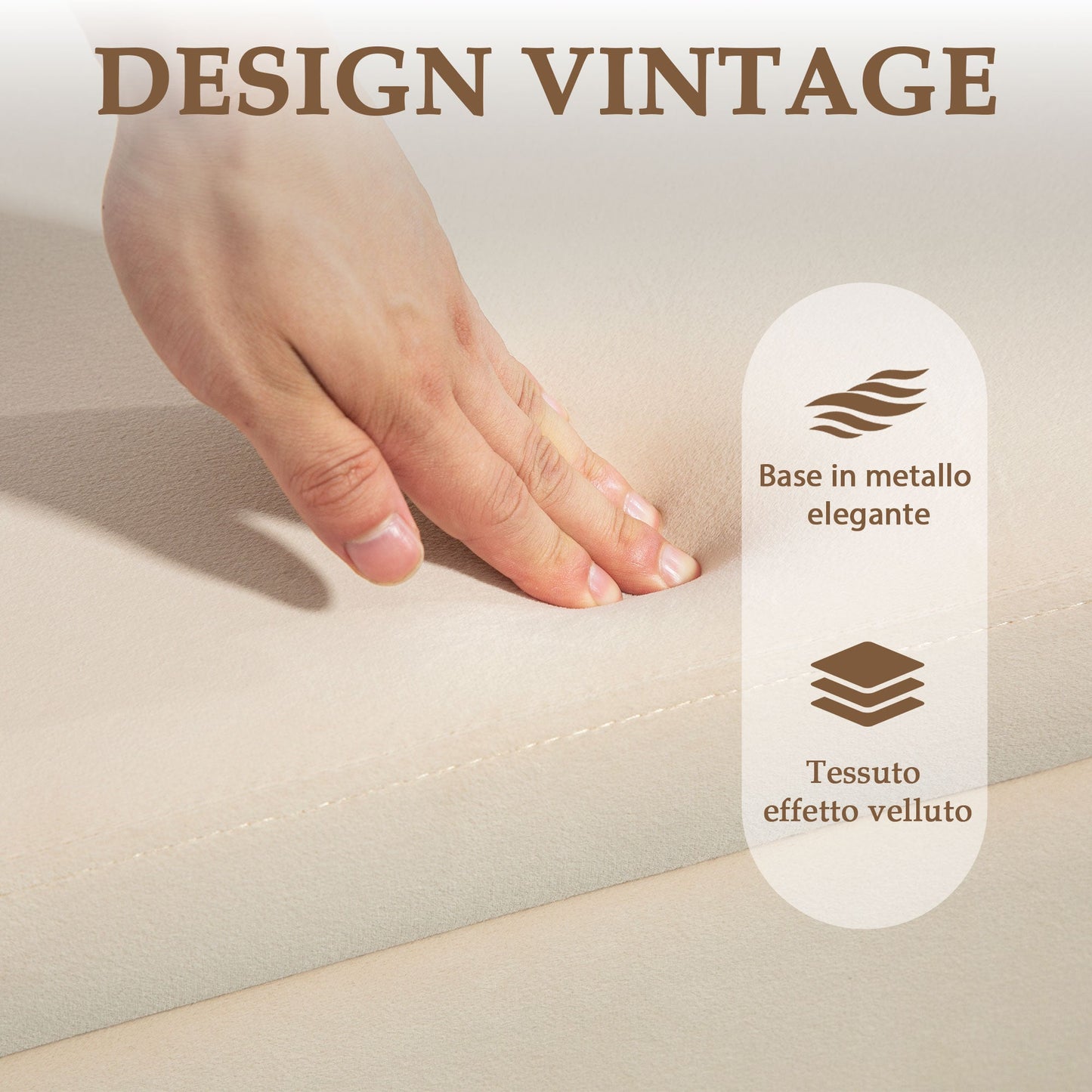 Modern Bedside Bench with Internal Storage Space, Beige Polyester, 100x40x42 cm