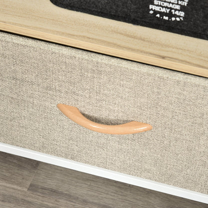 47" TV Stand with Folding Fabric Drawers and Metal and MDF Shelf, 98x29x56cm, Wood Color