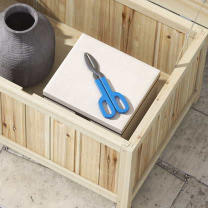 72L Fir Wood Garden Storage Bench, 120x55x45cm, Wood Color