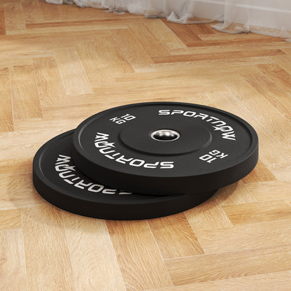 Set of 2 10kg Rubber Weight Discs with 2"/5 cm Hole for Dumbbells and Barbells, Black