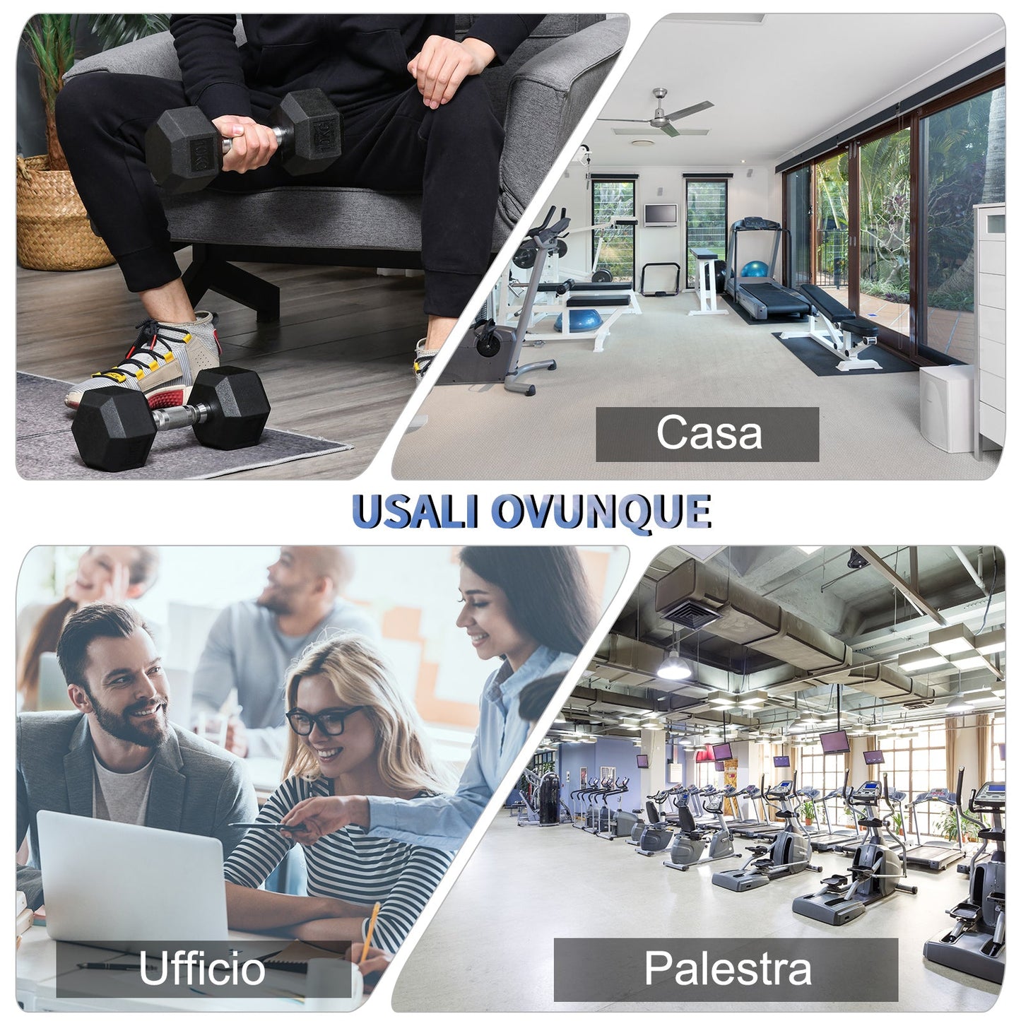 Set of 2 10kg Hex Dumbbells in Metal and Rubber for Workout in the Gym, Home and Office, Black