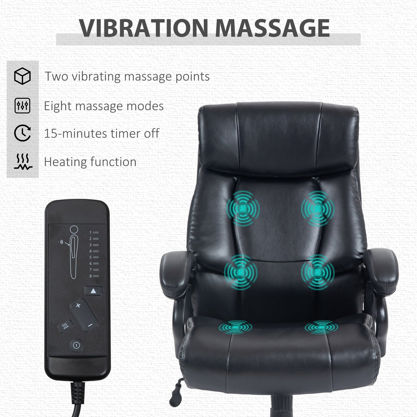 Heated Massage Office Chair with 2 Massage Points and 8 Programs, Black