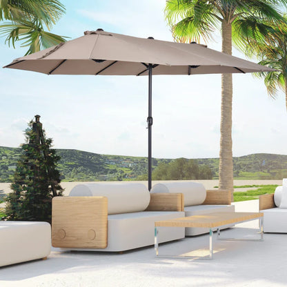 Double Garden Umbrella with Crank Opening, in Steel and Polyester, 460x270x240 cm