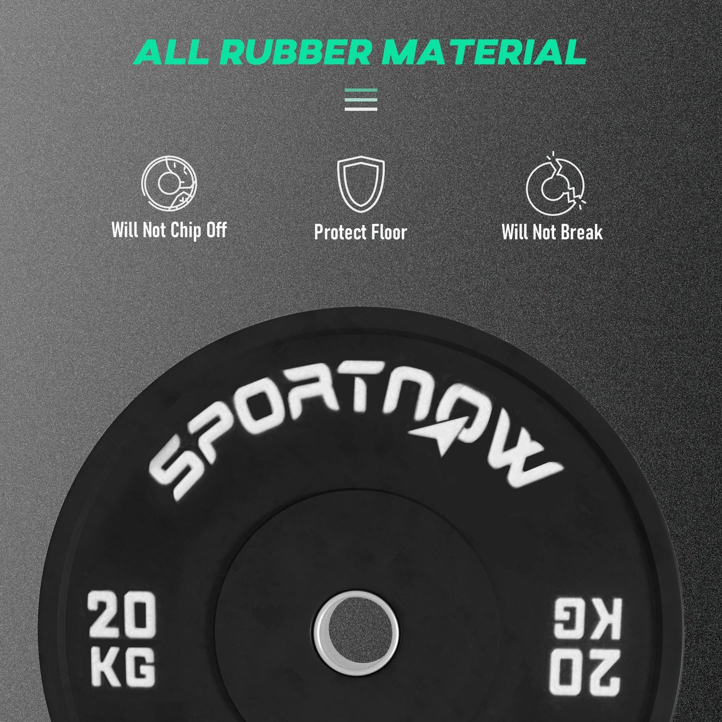 Set of 2 20kg Gym Discs for Barbell and Dumbbells with Ø5cm Attachment, Black