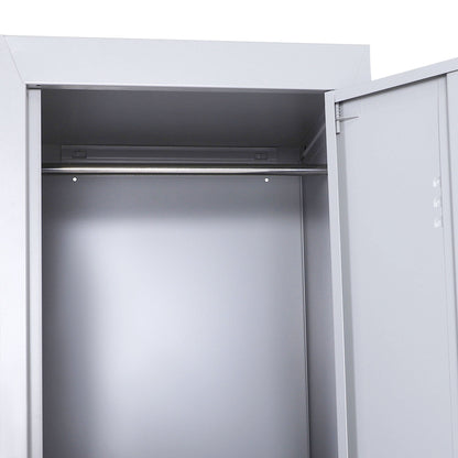 4-Shelf Cabinet with 2 Doors and Safety Lock, Office, Garage, Workshop, Cold-Rolled Steel, 38 x 46 x 180 cm, Grey