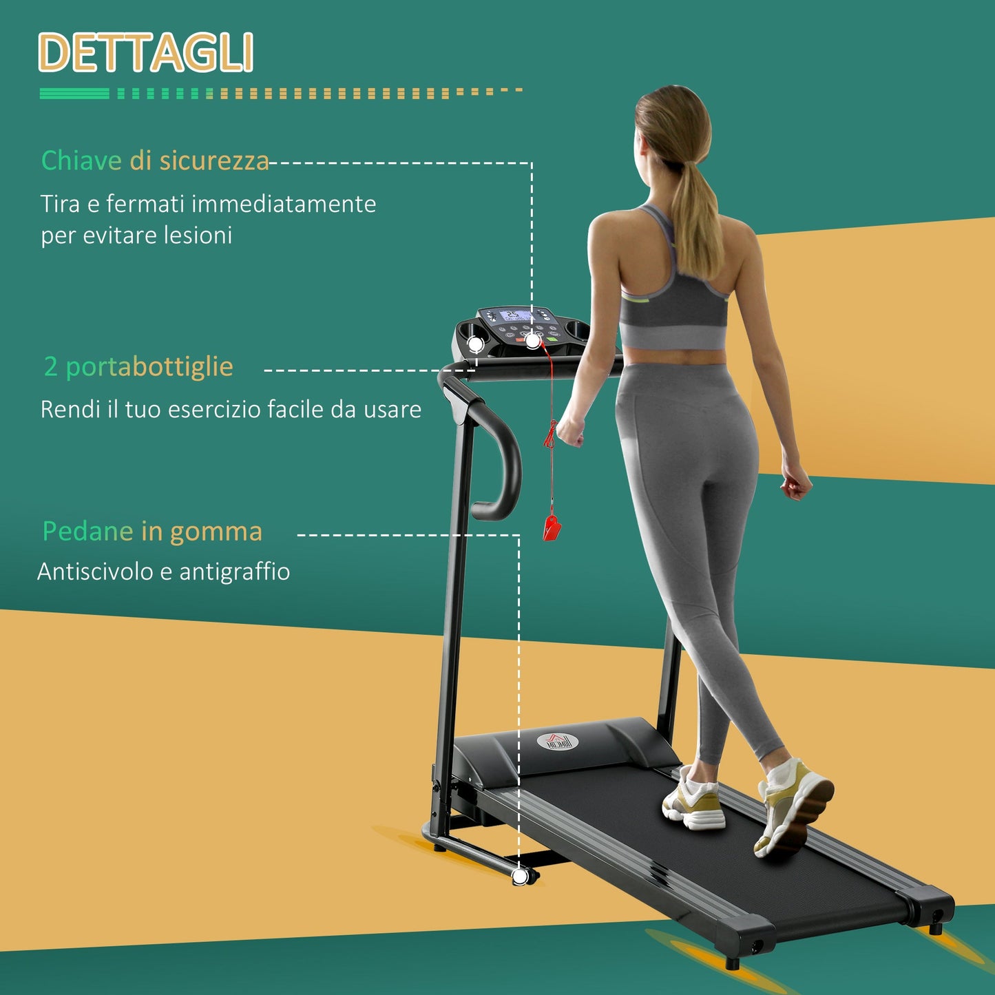 Folding Electric Treadmill Space Saving, Professional Treadmill with LCD Display, Speed 0.8-10km/h and 12 Programs, Power 500W, for Home and Office, Black