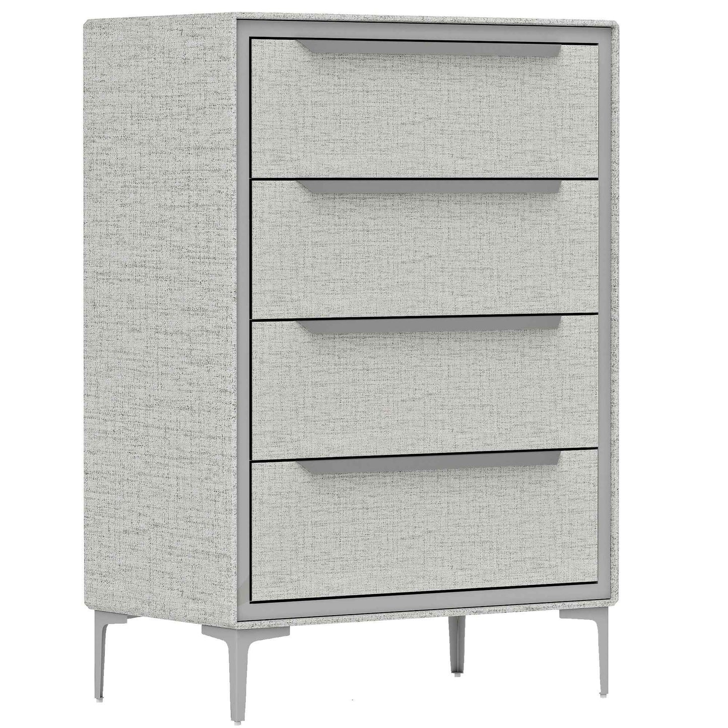 4-Drawer Steel Chest of Drawers with Linen-Effect Fabric Covering, 60x36x88 cm, Grey