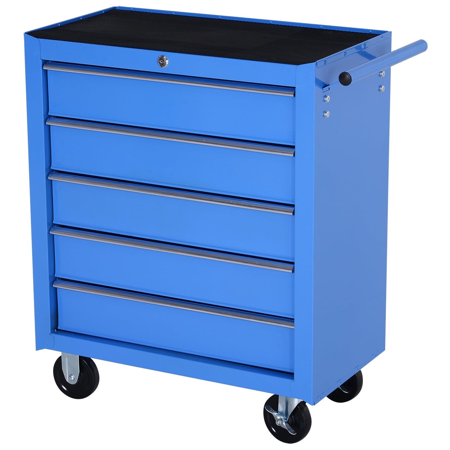 5 Drawer Workshop Trolley with Wheels Metal Blue, 67.5x 33 x 77cm