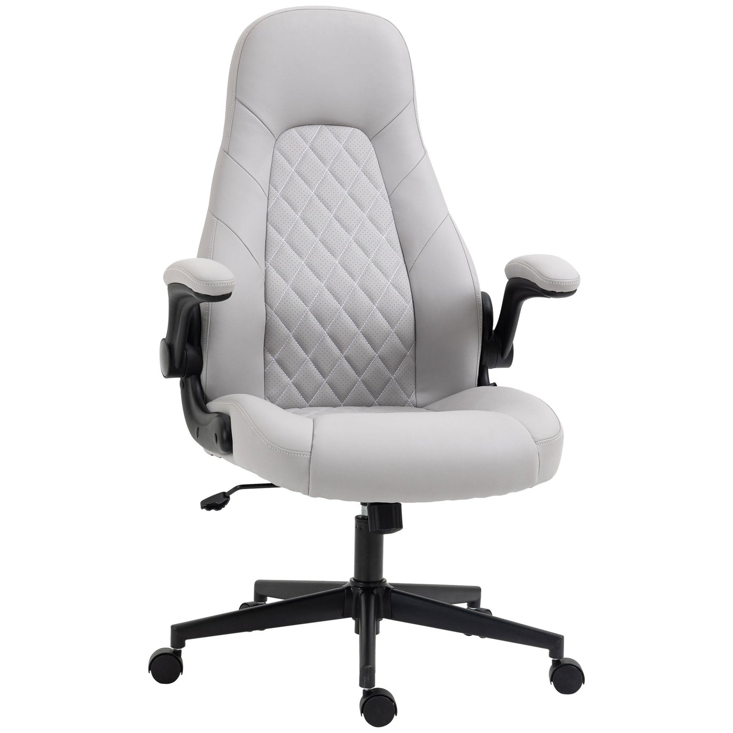 Ergonomic Office Chair with Folding Armrests and Adjustable Height, 67x70x112-122 cm, Grey