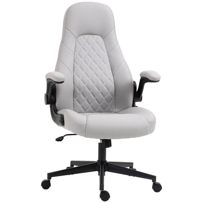 Ergonomic Office Chair with Folding Armrests and Adjustable Height, 67x70x112-122 cm, Grey