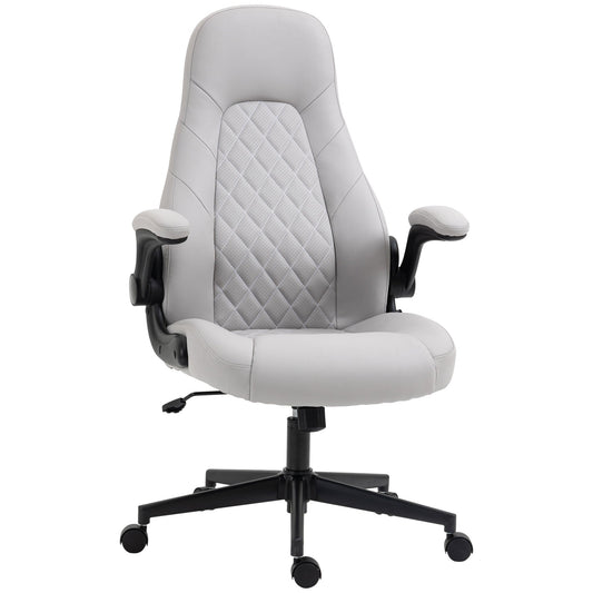 Ergonomic Office Chair with Folding Armrests and Adjustable Height, 67x70x112-122 cm, Grey