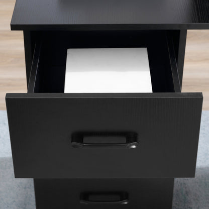 Modern Wooden Desk with 3 Drawers and 3 Shelves for Bedroom and Office, 120x49x72cm, Black