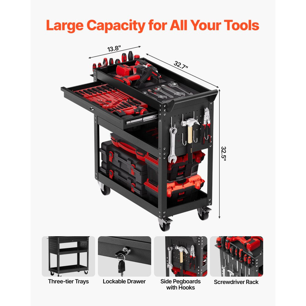 4-tier rolling tool cart side view