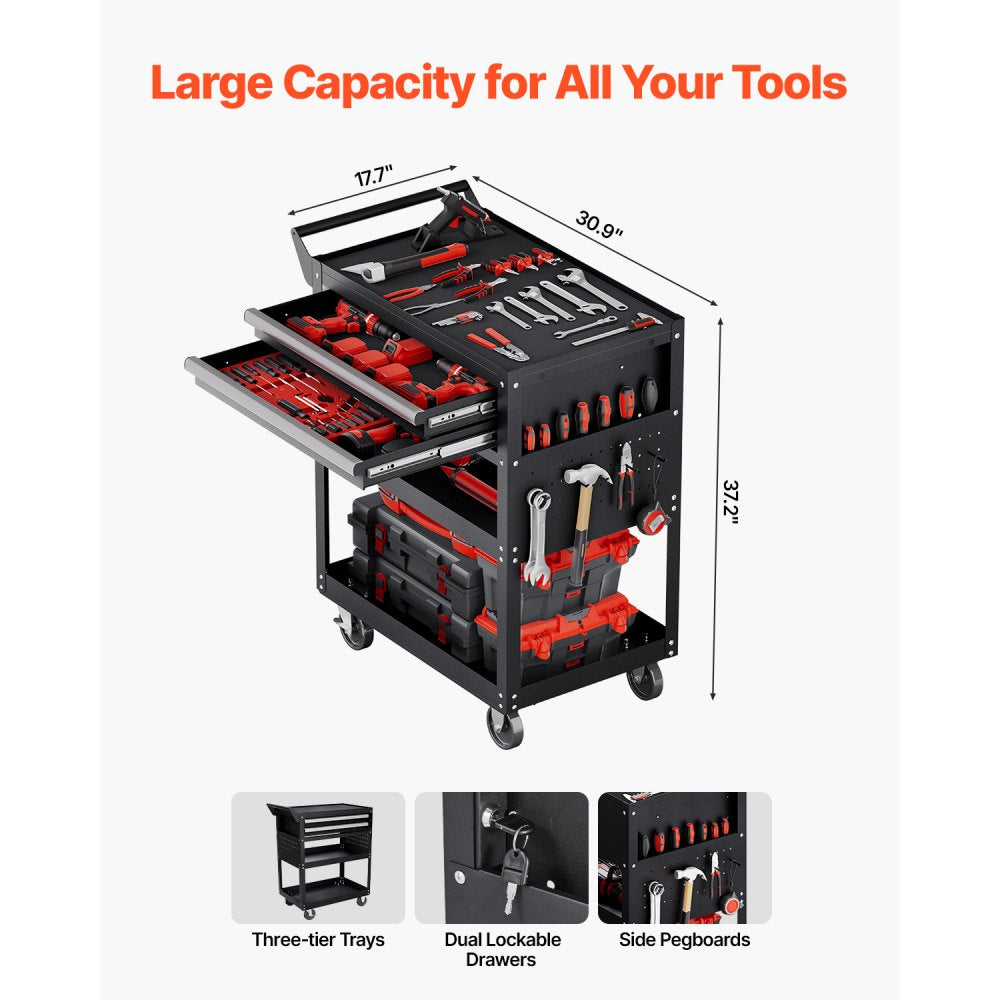 5-tier rolling tool cart side view