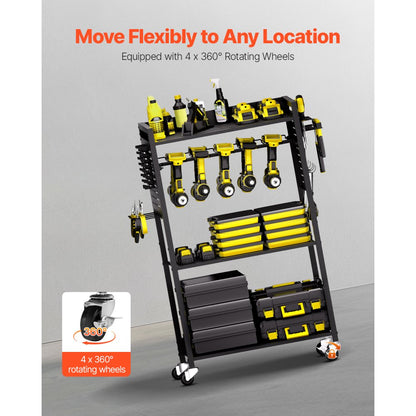 4-tier tool organizer cart pegboard detail