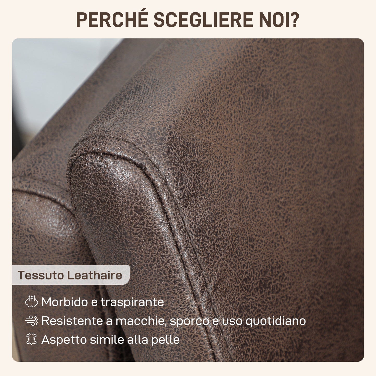 2-Seater Breathable Leather Sofa with Thick Padding and Metal Legs, 137x72x88 cm, Dark Brown