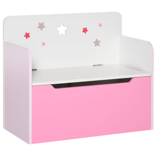 Children's Bench with Wooden Backrest, 3-6 Years, 60x30x50 cm, Pink