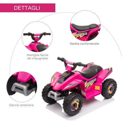 quad for electric children with 6V rechargeable battery, speed 2.8-4.6km/h, age 18-36 months, 72x40x45.5cm, pink