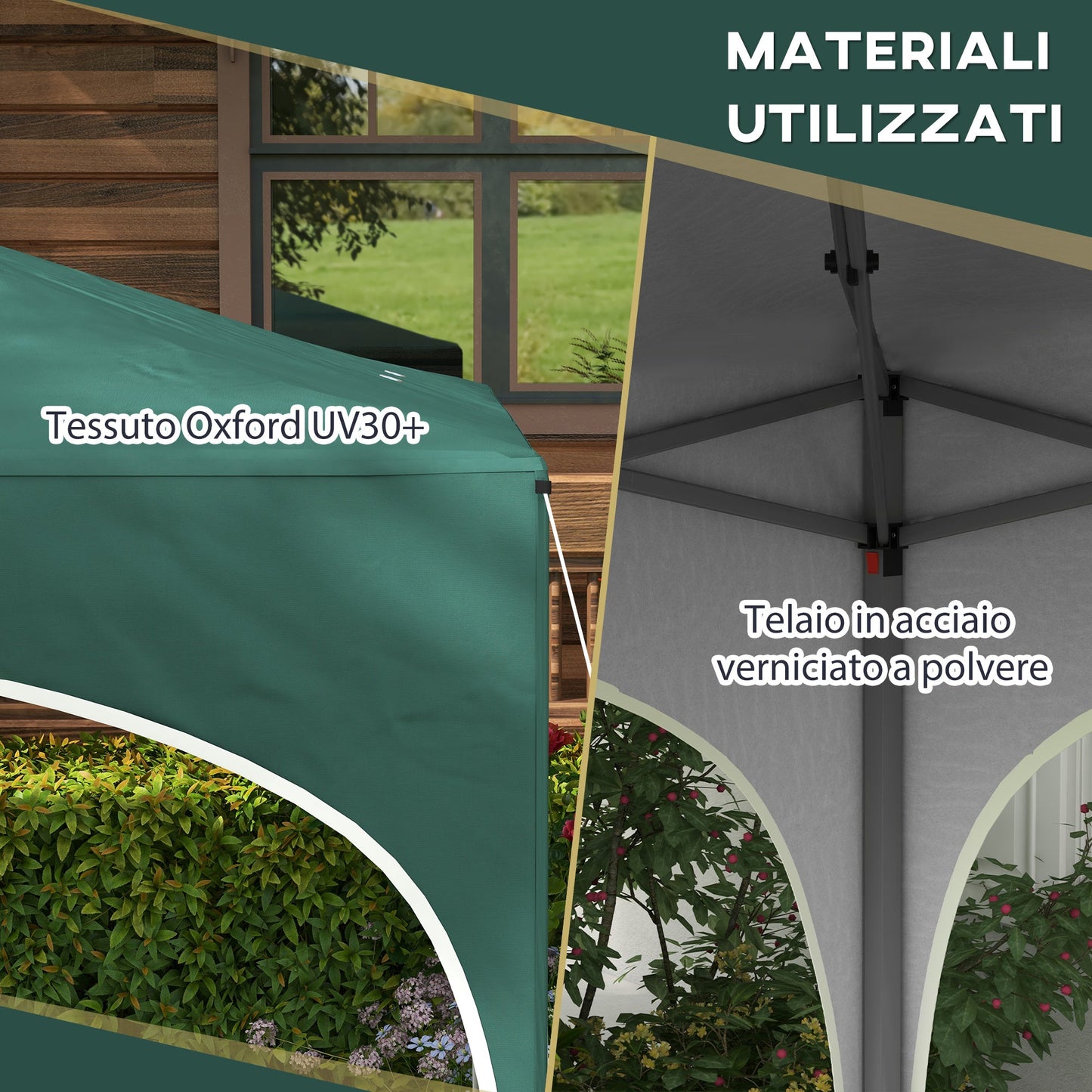 Gazebo, Adjustable Height Garden Gazebo with Drainage Holes and Carry Bag, Metal, Green