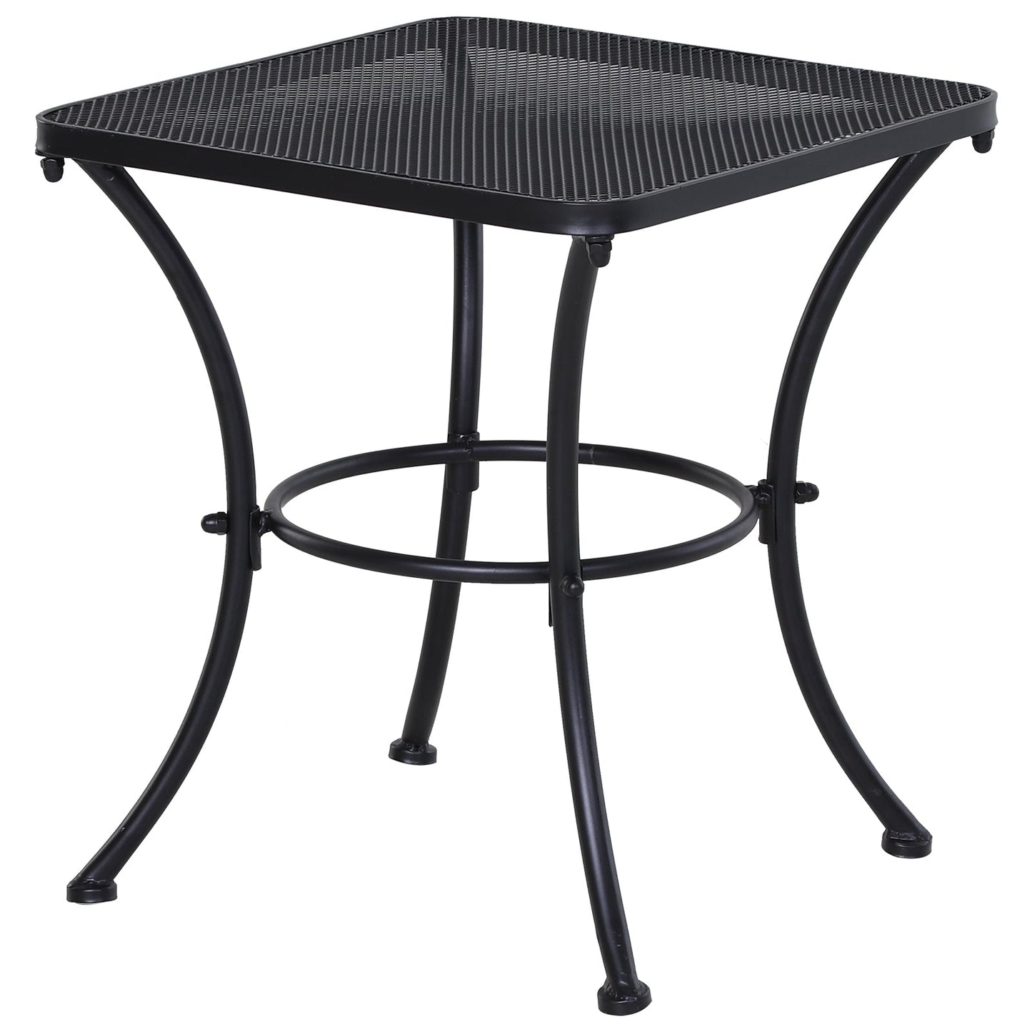 Square Steel Garden Table with Perforated Top, 45x45x50 cm, Black