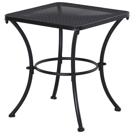 Square Steel Garden Table with Perforated Top, 45x45x50 cm, Black