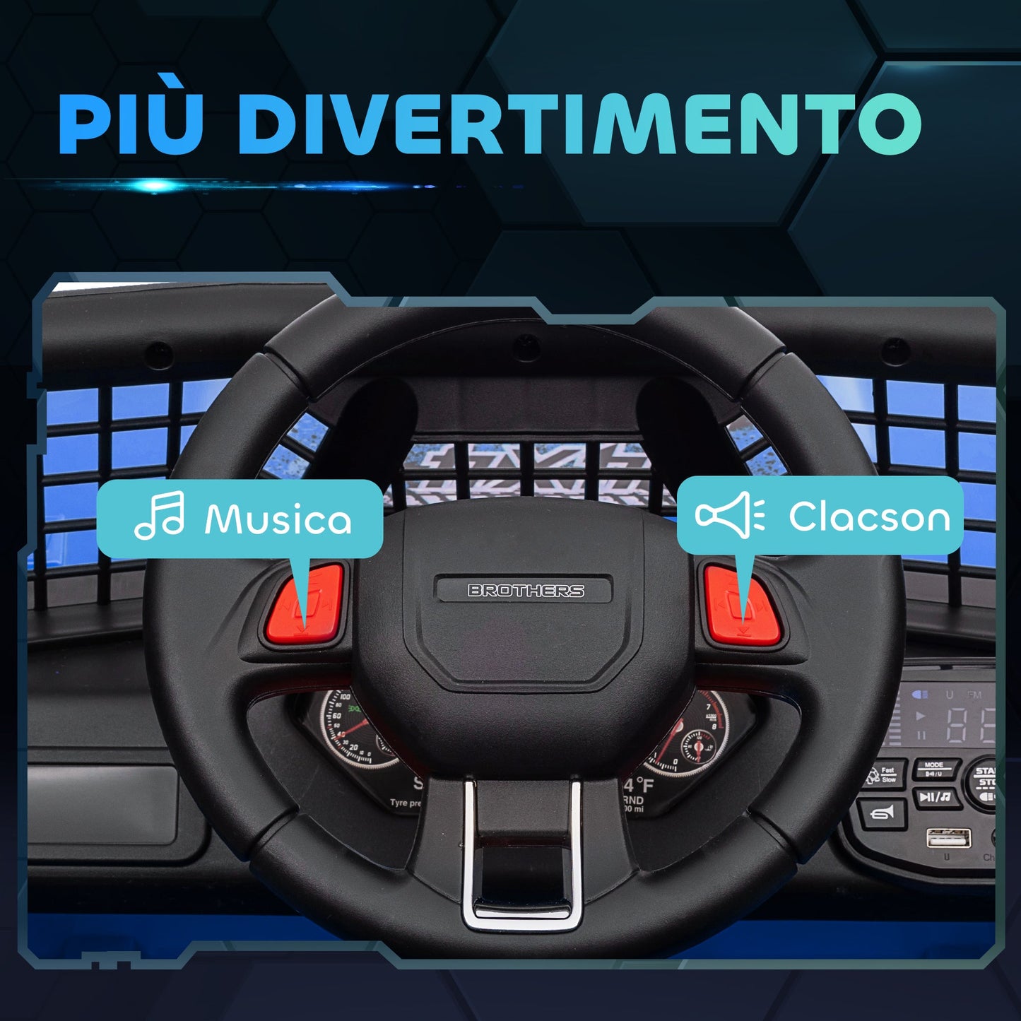 12V Electric Off-Road Ride-On Toy Car for Kids with Dual Motors, Ages 3-6 Years, Remote Control and Lights, Blue