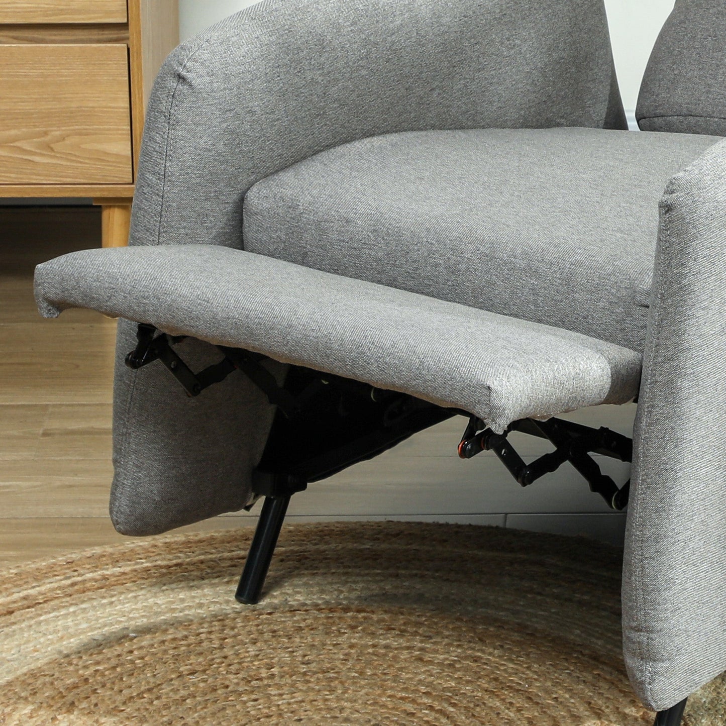 Reclining Relax Armchair with Removable Footrest, Replacement Cover and Seat with Springs, Gray