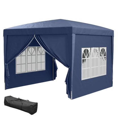 Foldable Garden Gazebo with Ropes and Pegs Included, 2.95x2.95x2.58 m, Blue