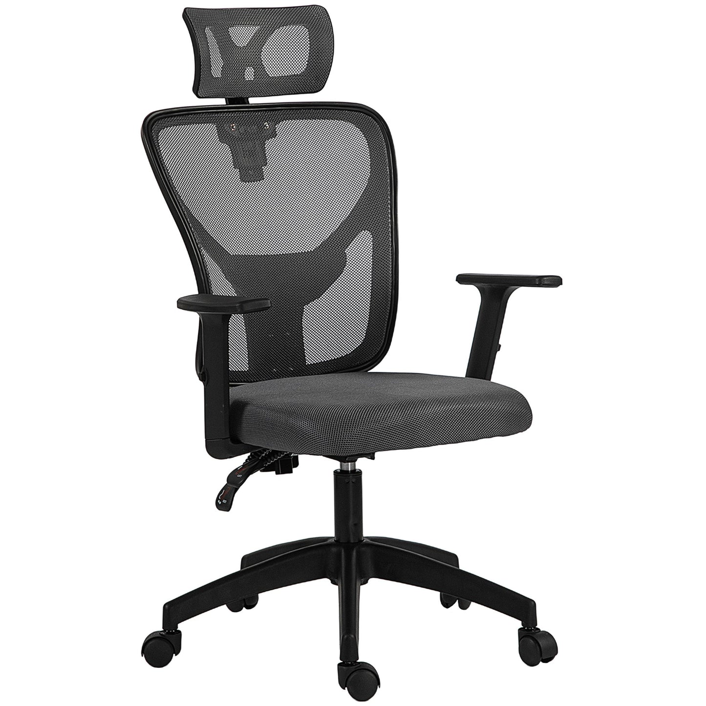Ergonomic and Adjustable Office Chair with Lumbar Support and Headrest, 66x61x106-116 cm, Grey
