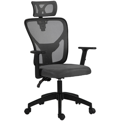 Ergonomic and Adjustable Office Chair with Lumbar Support and Headrest, 66x61x106-116 cm, Grey