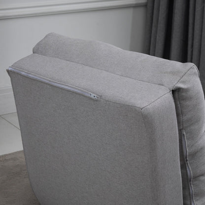 3-in-1 Sofa Bed, Convertible to a Chaise Longue and Floor Sofa with 2 Cushions, Light Grey