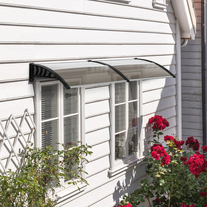 Outdoor Canopy for Windows and Doors, in Polycarbonate and Aluminum, 200x100x26 cm, Brown